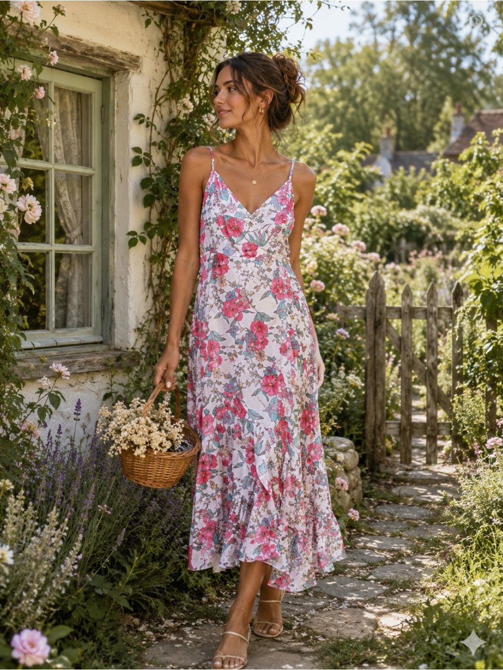 Nanette Lepore Floral Slip Dress Size 8 Cottagecore Fairycore Ruffle Hem
